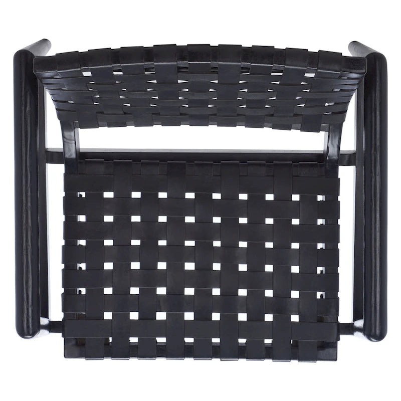 Fauteuil d'appoint en cuir tressé noir / cognac / blanc – Une place