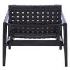 Fauteuil d'appoint en cuir tressé noir / cognac / blanc – Une place