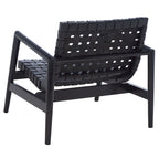 Fauteuil d'appoint en cuir tressé noir / cognac / blanc – Une place