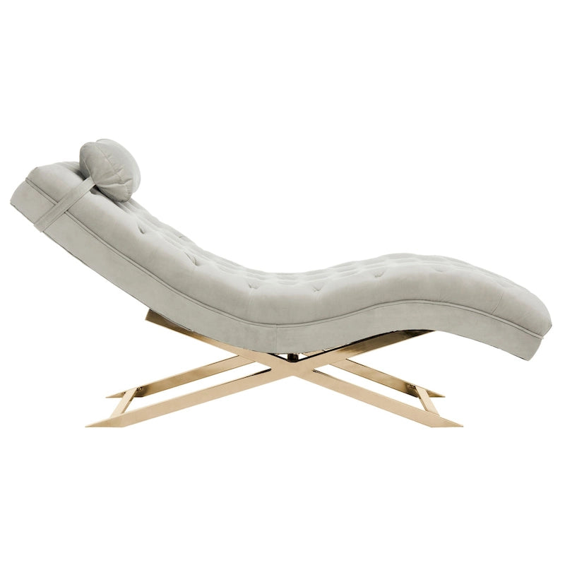 SAFAVIEH Cheri Chaise longue avec oreiller rond - 65Lx23Px33H