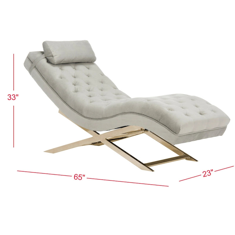 SAFAVIEH Cheri Chaise longue avec oreiller rond - 65Lx23Px33H