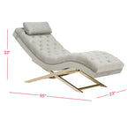 SAFAVIEH Cheri Chaise longue avec oreiller rond - 65Lx23Px33H
