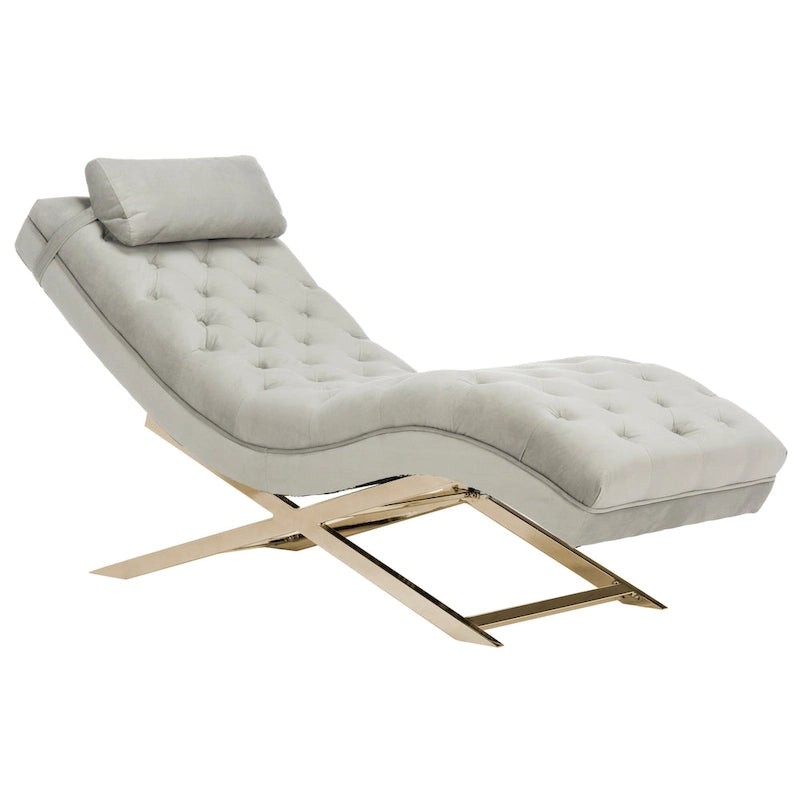 SAFAVIEH Cheri Chaise longue avec oreiller rond - 65Lx23Px33H