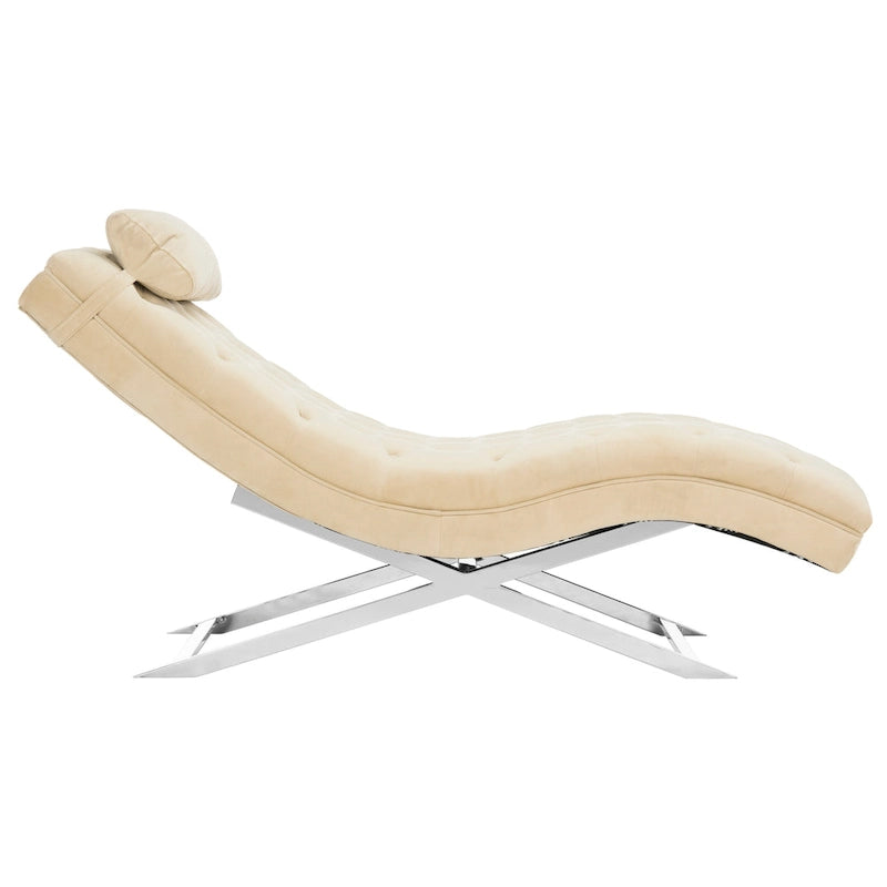 SAFAVIEH Cheri Chaise longue avec oreiller rond - 65Lx23Px33H