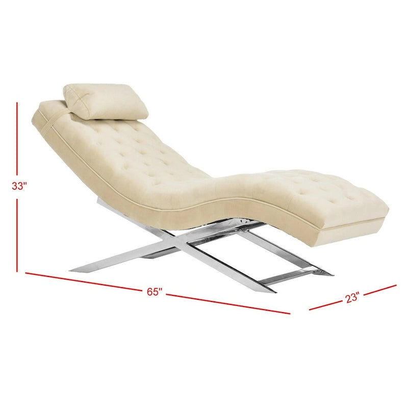 SAFAVIEH Cheri Chaise longue avec oreiller rond - 65Lx23Px33H