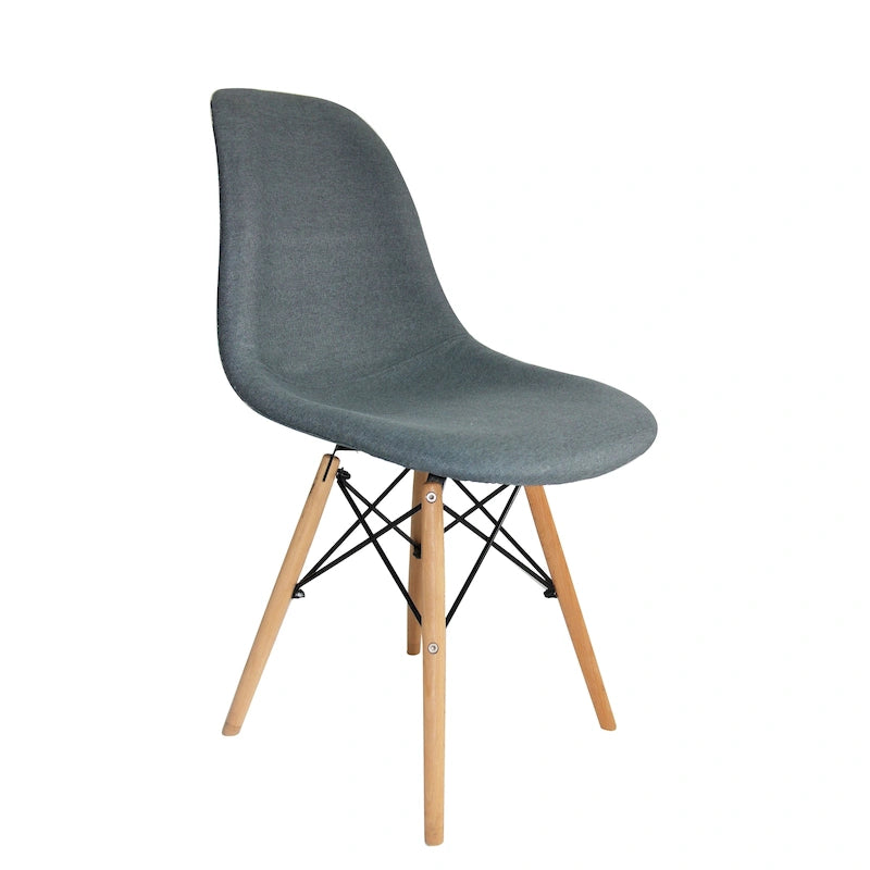 Chaise de salle à manger sans accoudoirs, en tissu gris/bleu, 1 place