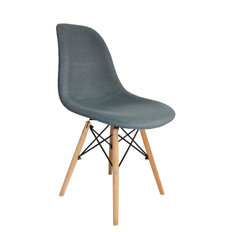 Chaise de salle à manger sans accoudoirs, en tissu gris/bleu, 1 place