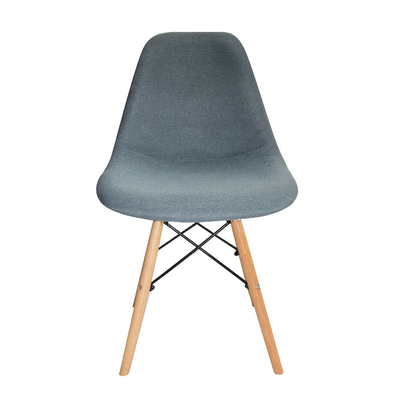 Chaise de salle à manger sans accoudoirs, en tissu gris/bleu, 1 place