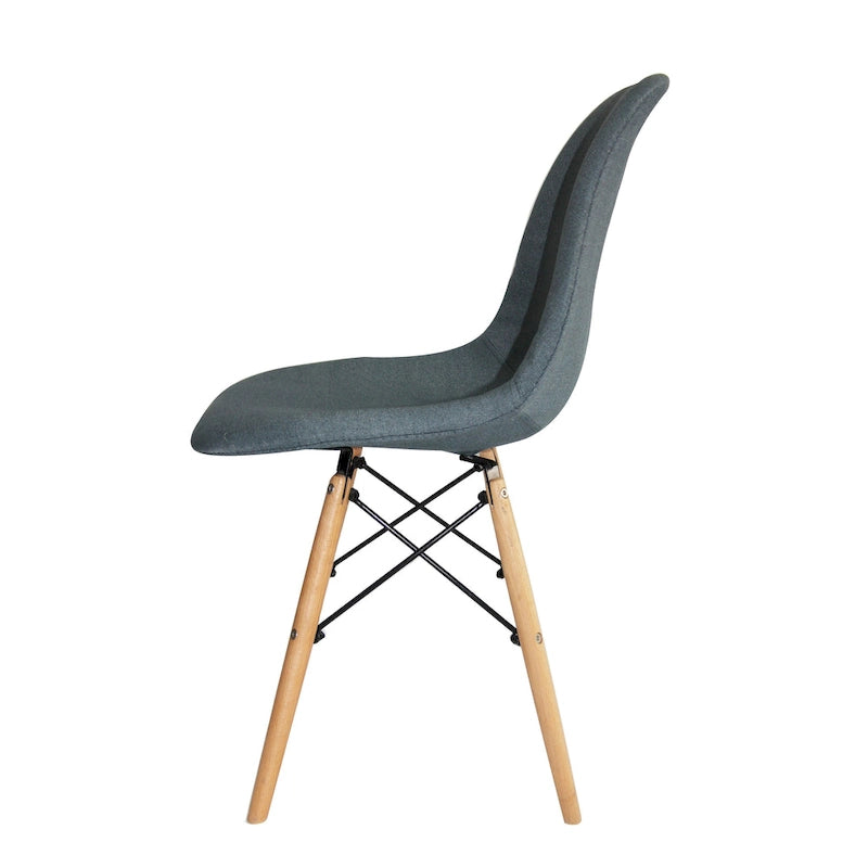 Chaise de salle à manger sans accoudoirs, en tissu gris/bleu, 1 place