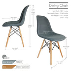 Chaise de salle à manger sans accoudoirs, en tissu gris/bleu, 1 place