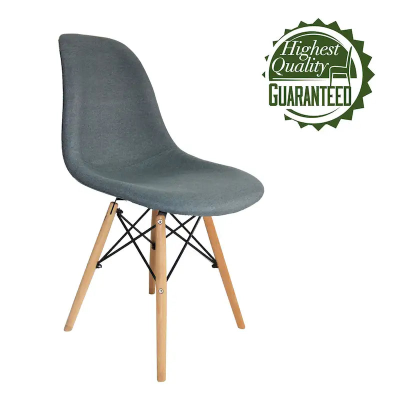 Chaise de salle à manger sans accoudoirs, en tissu gris/bleu, 1 place