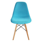 Chaise de salle à manger sans accoudoirs, en tissu gris/bleu, 1 place