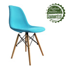 Chaise de salle à manger sans accoudoirs, en tissu gris/bleu, 1 place