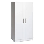 Armoire blanche à 2 portes avec tringle de penderie et étagère de rangement - 20 x 32 x 65 pouces
