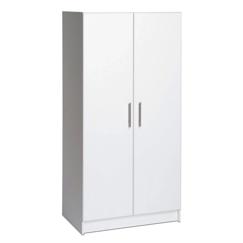 Armoire blanche à 2 portes avec tringle de penderie et étagère de rangement - 20 x 32 x 65 pouces
