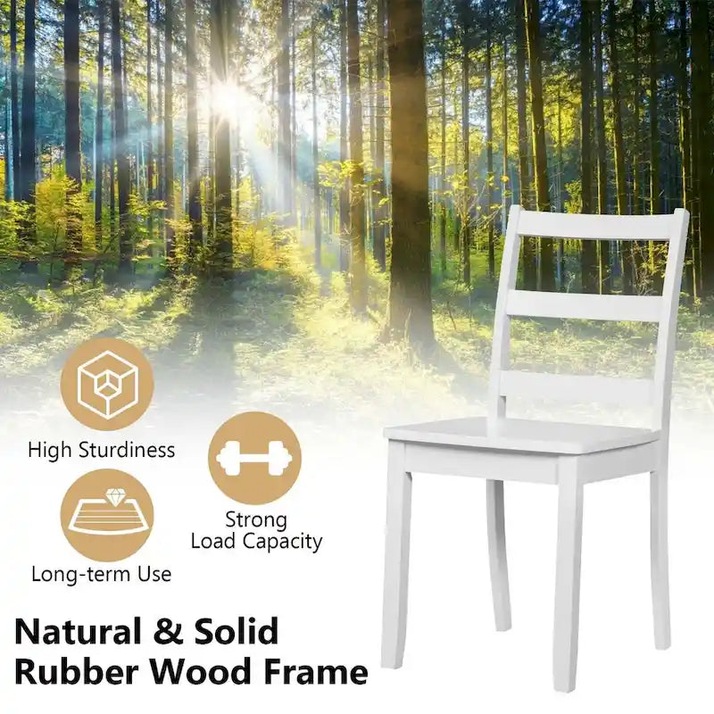 Costway Ensemble de salle à manger 5 pièces Table rectangulaire moderne et 4 chaises en bois d'hévéa