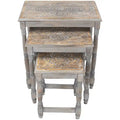 Set of 3 Matte Gray Etched Stackable Nesting Side Tables 24