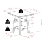 Ensemble de 5 pièces : Table haute et tabourets de bar à dossier en V, Noyer