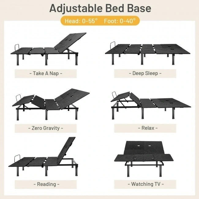 Sommier réglable Queen Size avec réglage de la tête et des pieds