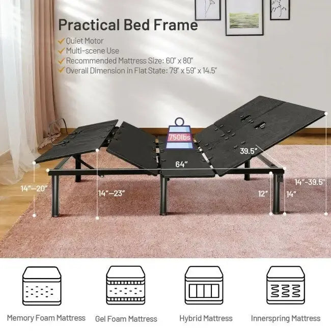 Sommier réglable Queen Size avec réglage de la tête et des pieds