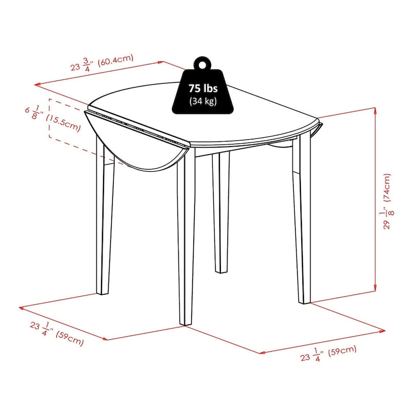 Table à rabats 3 pièces avec chaises à dossier ajouré en forme de serrure, Noyer