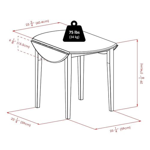 Table à rabats 3 pièces avec chaises à dossier ajouré en forme de serrure, Noyer