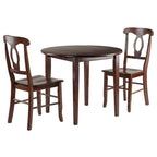 Table à rabats 3 pièces avec chaises à dossier ajouré en forme de serrure, Noyer