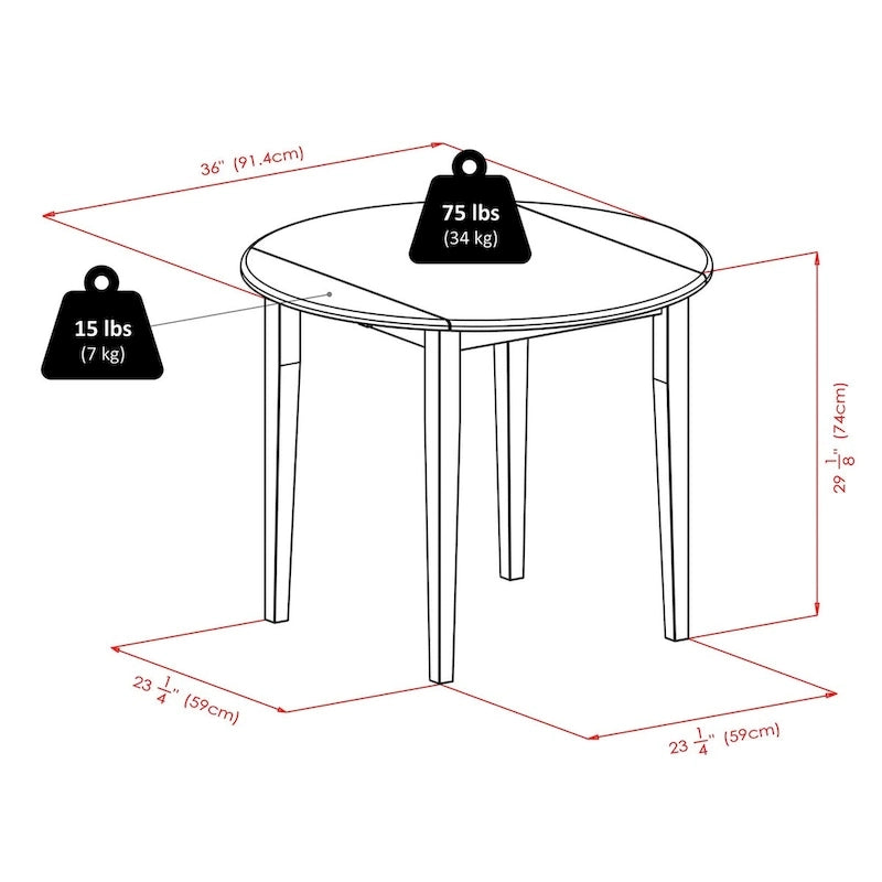 Table à rabats 3 pièces avec chaises à dossier ajouré en forme de serrure, Noyer