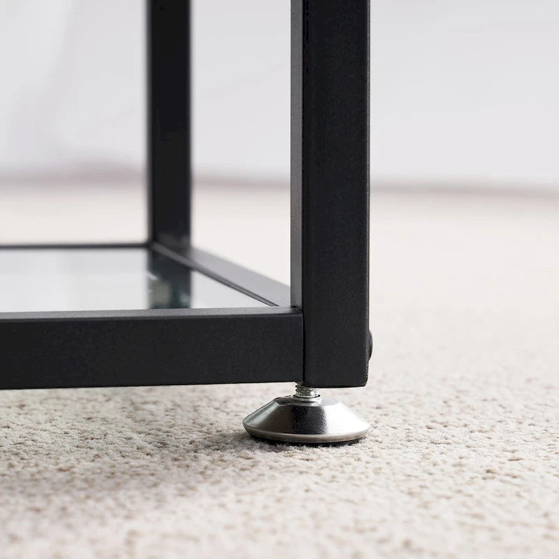 VECELO (Lot de 2) Table de chevet moderne à 1 tiroir avec étagères en verre à 2 niveaux