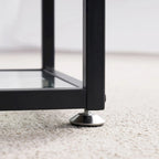 VECELO (Lot de 2) Table de chevet moderne à 1 tiroir avec étagères en verre à 2 niveaux