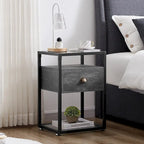 VECELO (Lot de 2) Table de chevet moderne à 1 tiroir avec étagères en verre à 2 niveaux