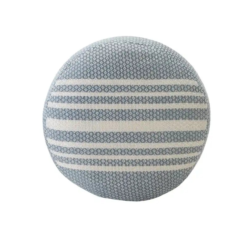 20 poufs ronds rayés bleus et blancs