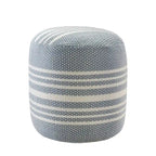 20 poufs ronds rayés bleus et blancs