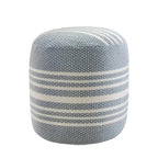 20 poufs ronds rayés bleus et blancs