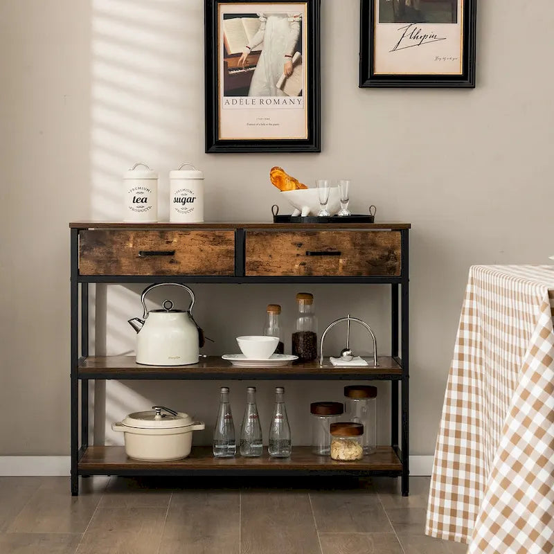 Console d'entrée Costway, table d'appoint pour canapé avec tiroirs pliables en tissu