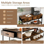 Console d'entrée Costway, table d'appoint pour canapé avec tiroirs pliables en tissu