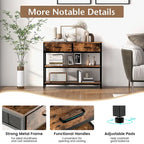 Console d'entrée Costway, table d'appoint pour canapé avec tiroirs pliables en tissu