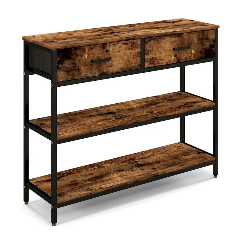 Console d'entrée Costway, table d'appoint pour canapé avec tiroirs pliables en tissu