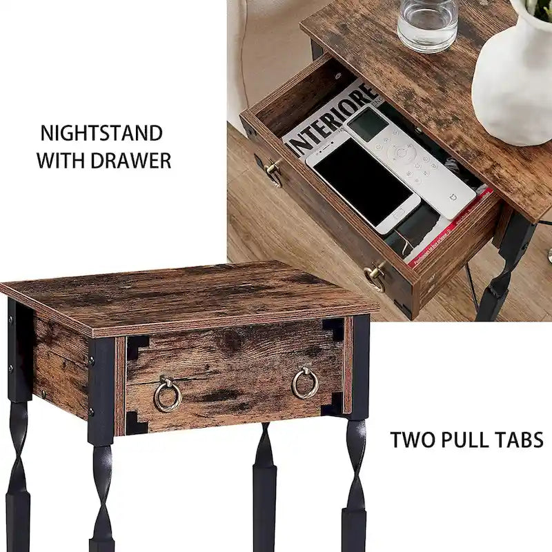 Tables de chevet Taomika, table basse, ensembles de tables basses modernes, marron rustique, lot de 1/2/3