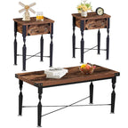 Tables de chevet Taomika, table basse, ensembles de tables basses modernes, marron rustique, lot de 1/2/3