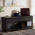 Banc de rangement pour chaussures à 2 tiroirs en bois marron foncé Leo, style moderne et contemporain – 52,5 cm de haut x 120,5 cm de large x 39,7 cm de profondeur