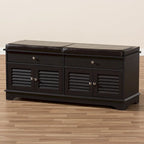 Banc de rangement pour chaussures à 2 tiroirs en bois marron foncé Leo, style moderne et contemporain – 52,5 cm de haut x 120,5 cm de large x 39,7 cm de profondeur