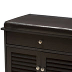 Banc de rangement pour chaussures à 2 tiroirs en bois marron foncé Leo, style moderne et contemporain – 52,5 cm de haut x 120,5 cm de large x 39,7 cm de profondeur