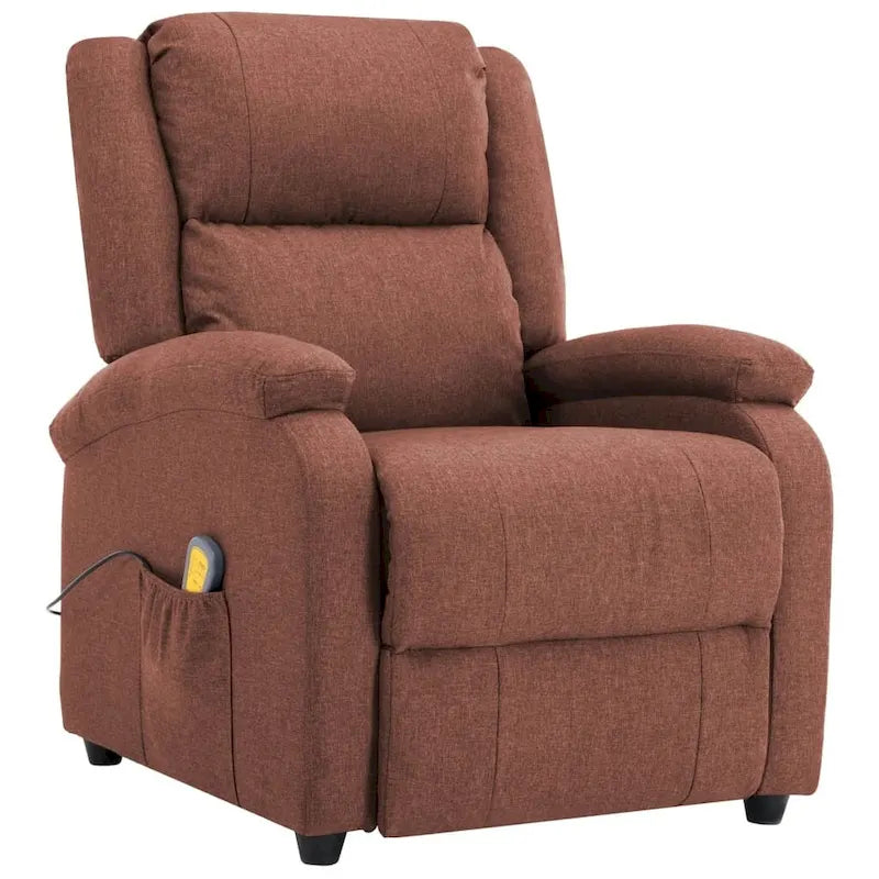 vidaXL Fauteuil de massage tissu marron - 71 x 92 x 96 cm