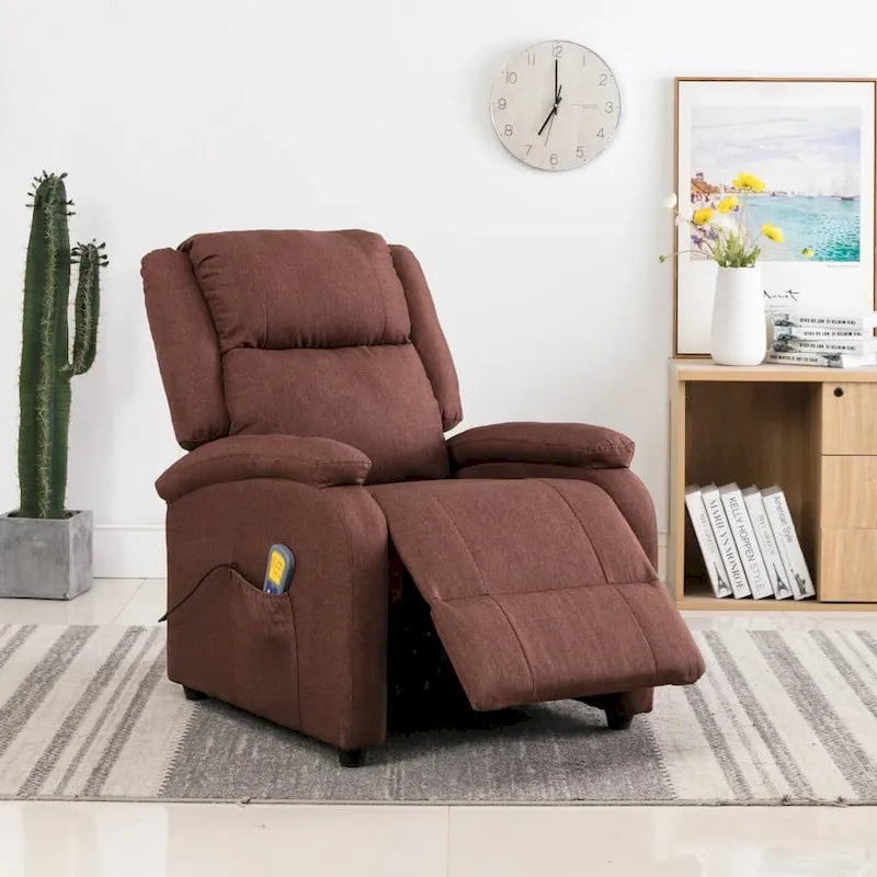 vidaXL Fauteuil de massage tissu marron - 71 x 92 x 96 cm