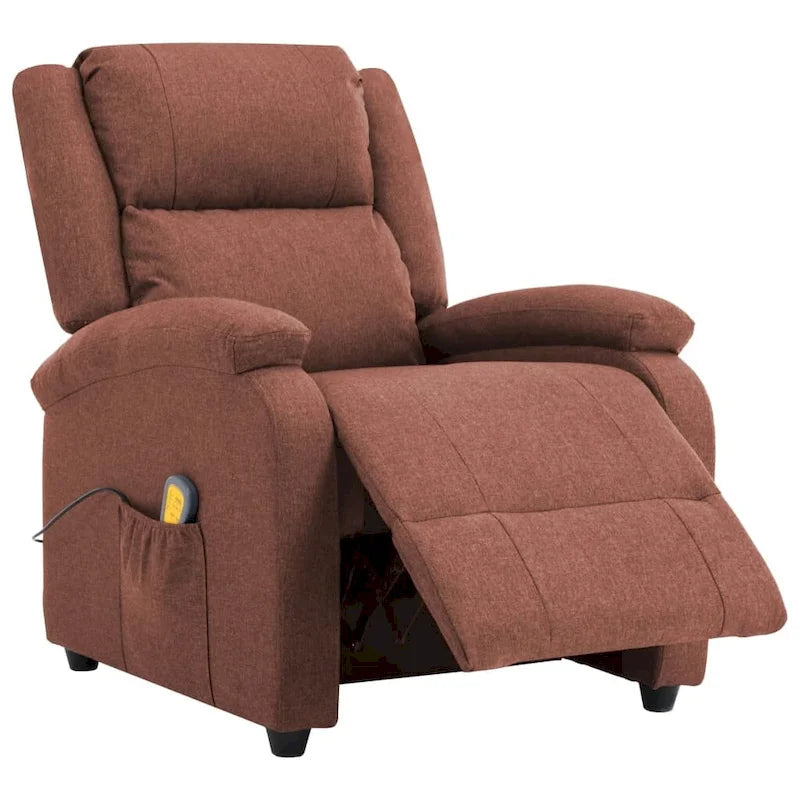 vidaXL Fauteuil de massage tissu marron - 71 x 92 x 96 cm