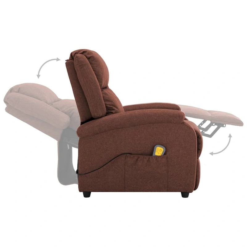 vidaXL Fauteuil de massage tissu marron - 71 x 92 x 96 cm