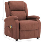 vidaXL Fauteuil de massage tissu marron - 71 x 92 x 96 cm