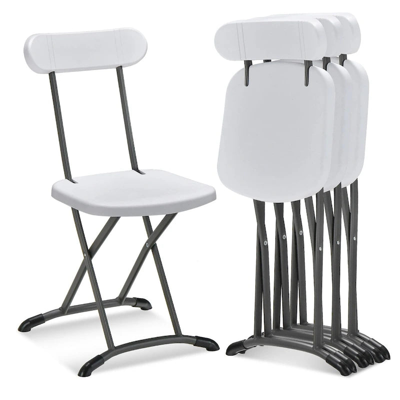 Gymax Lot de 4 chaises pliantes avec pieds incurvés en métal, assise large et ergonomique