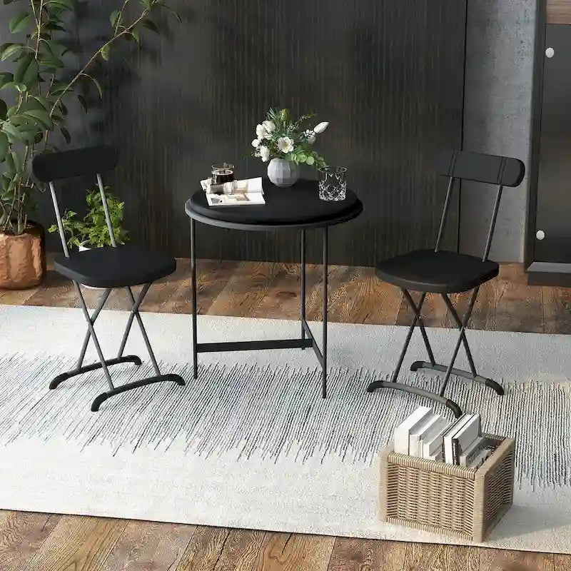 Gymax Lot de 4 chaises pliantes avec pieds incurvés en métal, assise large et ergonomique